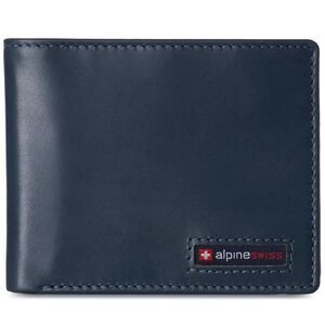 Alpine Swiss Mens Commuter RFID Bifold Wallet 2 ID Windows Divided Bill Section